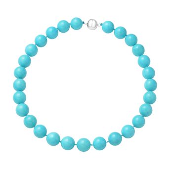 T&uuml;rkisfarbene Muschelkernperlen-Halskette, ca. 50 cm, 925 Silber rhodiniert