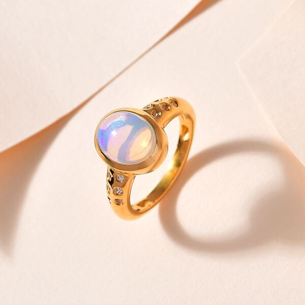 AA nat&uuml;rlicher, &auml;thiopischer Welo Opal und Zirkon-Ring - 1,70 ct. image number 3