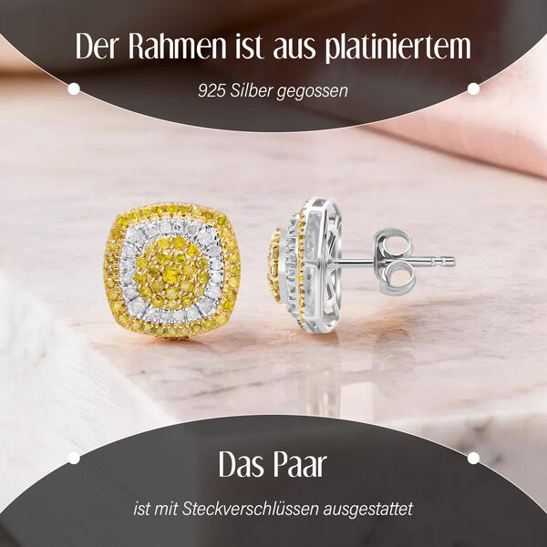 Gelbe und weiße Diamant-Ohrringe - 0,79 ct. image number 2