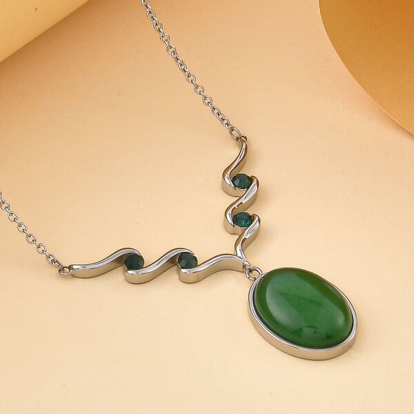 Gr&uuml;ne Aventurin und neongr&uuml;ne Kristall-Halskette, 50 cm - 10 ct. image number 1