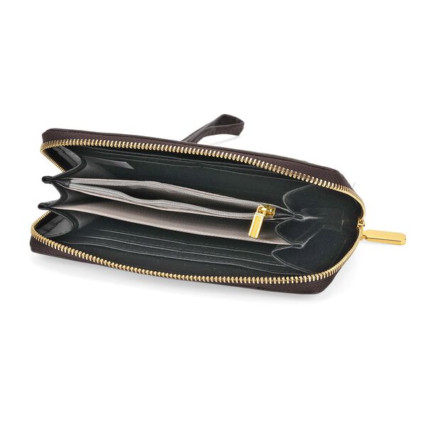 PU-Brieftasche mit gepr&auml;gtem Blumenmuster, 19x2,5x10cm, Gr&uuml;n image number 5