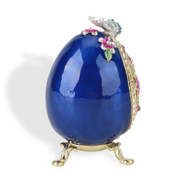 Dekorative Ei-f&ouml;rmige Schmuckbox Metall und Kristalloptik 12 x 7 cm Rosa image number 3