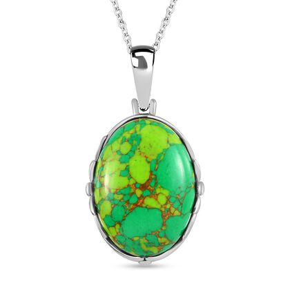 Grünes Türkis Schmuckset  Edelstahl ca. 25.92 ct