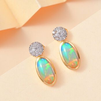 AA Nat&uuml;rliche, &auml;thiopische Welo Opal und Zirkon Ohrringe - 2,11 ct.