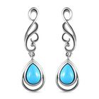Amerikanischer, natürlicher Sleeping Beauty Türkis Ohrringe 925 Silber platiniert ca. 1.32 ct