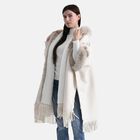 LA MAREY - Poncho aus Webpelz mit Fransen und Fleecefutter, Einheitsgröße, Beige