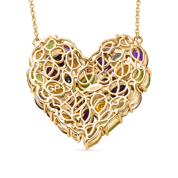 GP - Nat&uuml;rlicher Rhodolith Granat Halskette ca. 45 cm 925 Silber 750 Gelbgold Vermeil ca. 16,56 ct. image number 5