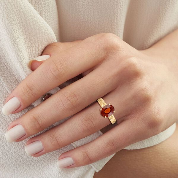 LUXORO zertifiziert und gepr&uuml;ft AAA Honig Granat Ring in 417 Gold - 3,30 ct. image number 2