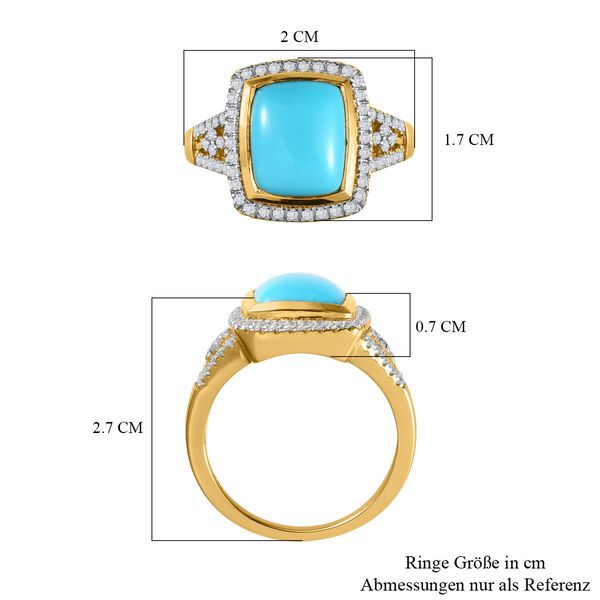 Sleeping Beauty Türkis und Zirkon Halo Ring - 5,94 ct. image number 7