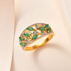 Sambischer Smaragd, Weißer Zirkon Ring, 925 Silber Gelbgold Vermeil (Größe 18.00) ca. 0.98 ct image number 1