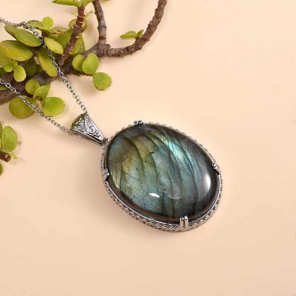 Labradorit Anh&auml;nger mit 50cm Kette - 72,85 ct. image number 2