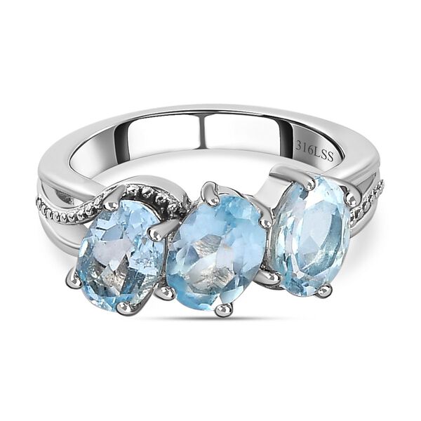 Himmelblauer Topas-Ring, (Gr&ouml;&szlig;e 16.00) Edelstahl, ca. 2,74 ct