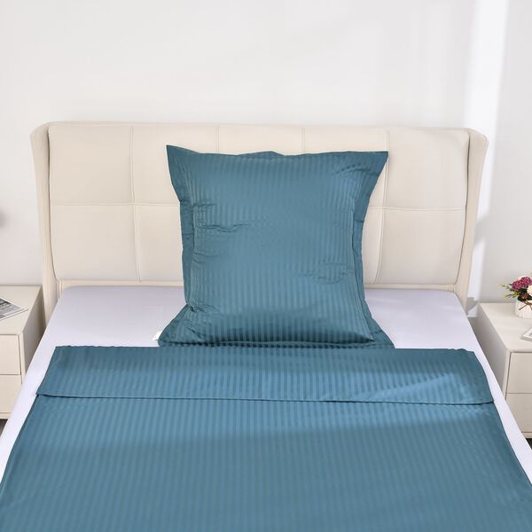 2-teiliges Bettwäsche-Set mit vertikalem Streifenmuster, 135x200 cm und 80x80 cm, Dunkelgrün image number 3