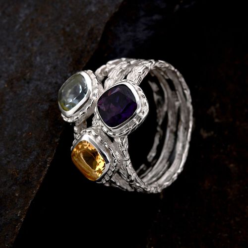 Afrikanischer Amethyst, Citrin und himmelblauer Topas-Ring - 4,72 ct. image number 1