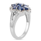Blauer Ceylon-Saphir und Zirkon Ring 925 Silber platiniert (Größe 16.00) ca. 1,79 ct image number 4