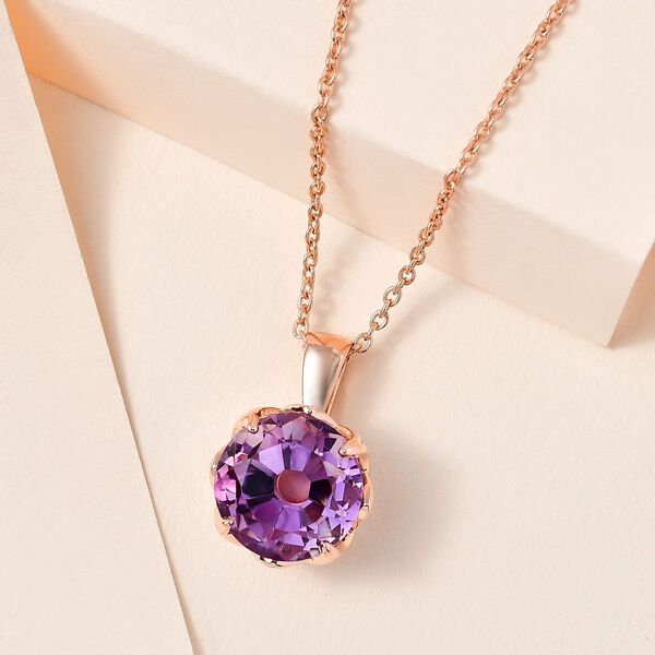 Rose De France Amethyst und Zirkon Anhänger mit 45cm Kette - 7,15 ct. image number 2