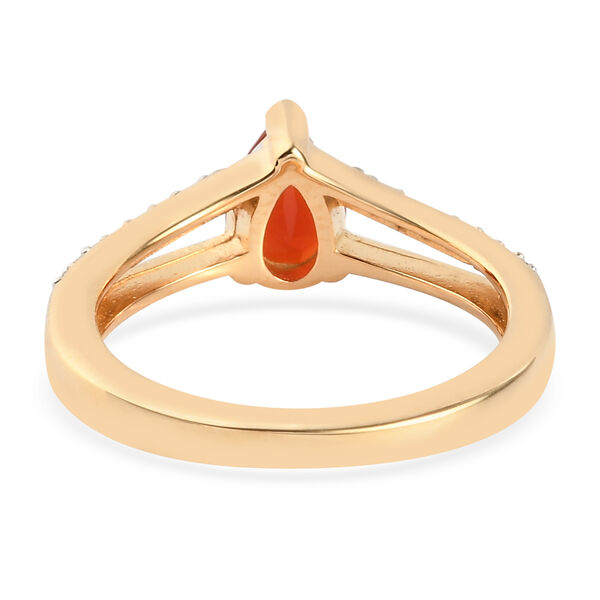 Feuer opal und Zirkon Ring 925 Silber Gelbgold Vermeil image number 6