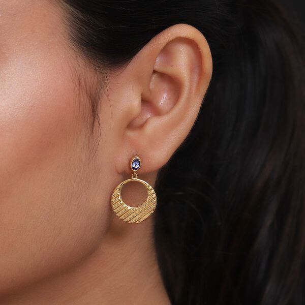 AA Tansanit Ohrh&auml;nger 925 Silber Gelbgold Vermeil ca. 0,44 ct&nbsp; image number 3