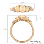 Natürlicher Äthiopischer Opal Opal und Zirkon 3 Stein Ring 925 Silber 585 Vergoldet image number 6