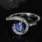 Tansanit und Zirkon Halo Ring 925 Silber Platin-Überzug image number 1
