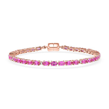 LUXURIANT AAA Labor Rosa Saphir und Labor Diamant 20cm Armband - 10,17 ct.