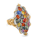 Mehrfarbig Saphir Ring 925 Silber rhodiniert (Größe 17.00) ca. 7,35 ct