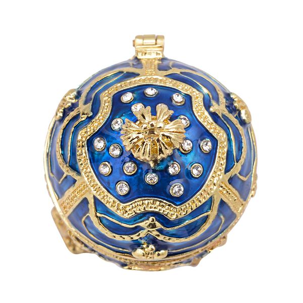 Tablettend&ouml;schen mit wei&szlig;en Kristallen, emailliert, blau, 4x7,5 cm, klein, Ei image number 4