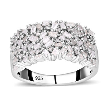 Wei&szlig;er Diamant Ring 925 Silber platiniert (Gr&ouml;&szlig;e 17.00) ca. 1.00 Confetti 1.00 ct