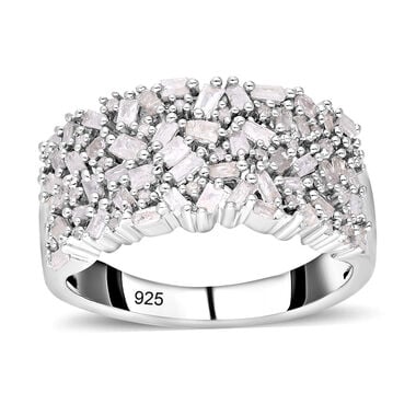 Weißer Diamant Ring 925 Silber platiniert (Größe 17.00) ca. 1.00 ct