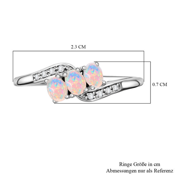 Natürlicher, äthiopischer Welo Opal und Zirkon Ring - 0,40 ct. image number 6