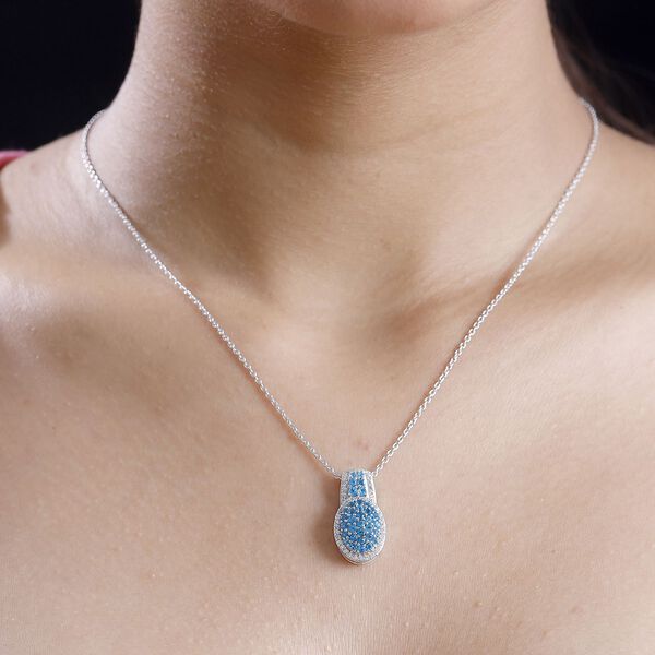 Neon Apatit und Zirkon Anhänger mit 45cm Kette - 1,81 ct. image number 3