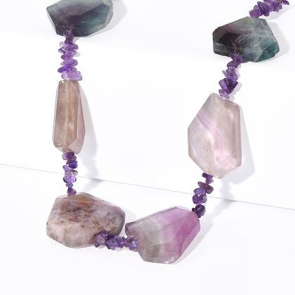 EVER TRUE Mehrfarbiger Fluorit Halskette ca. 45 cm Nickelfreies Messing ca. 275.00 ct