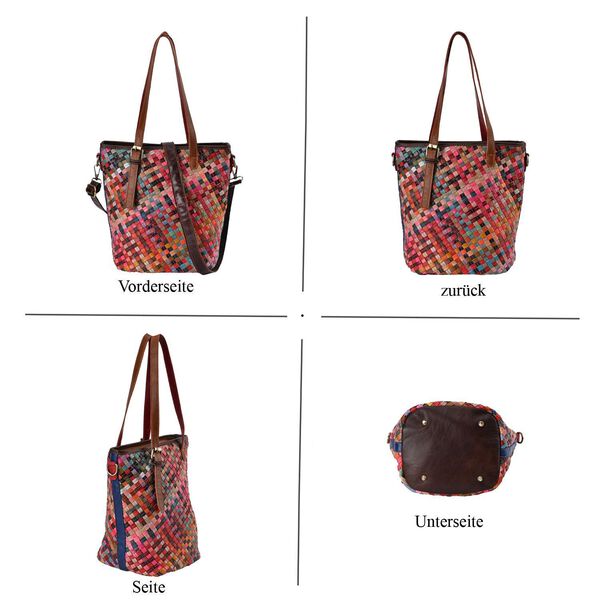 Chaos by Elsie - 100% Echtleder gewebter Tasche mit RFID schutz, 30x27x20 cm image number 4