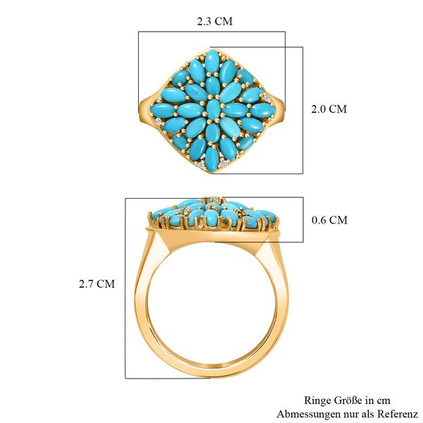 Sleeping Beauty Türkis und Zirkon Ring -  2,21 ct. image number 7