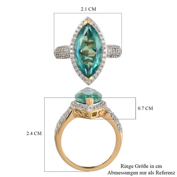 Pfau Triplett Quarz und Zirkon Ring 925 Silber vergoldet image number 7