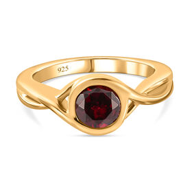Rhodolith Granat Ring 925 Silber vergoldet  ca. 1,11 ct