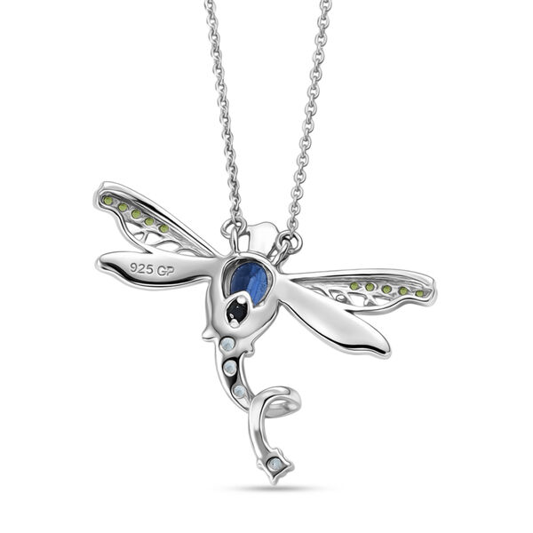 GP - Kyanit, Himmelblauer Topas Halskette ca. 45 cm 925 Silber Rhodiniert und 750 Gelbgold Vermeil ca. 0,78 ct. image number 5