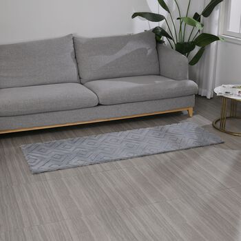 Multifunktionaler, superweicher Teppich mit Rautenausschnitt, 60 x 180 cm, Dunkelgrau