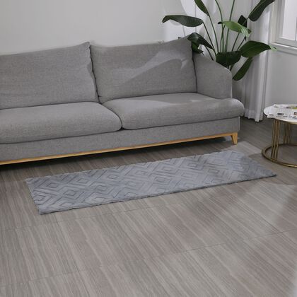 Multifunktionaler, superweicher Teppich mit Rautenausschnitt, 60 x 180 cm, Dunkelgrau