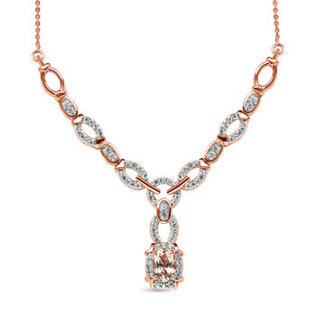 Morganit und wei&szlig;e Zirkon-Halskette, ca. 45 cm, 925 Silber Ros&eacute;gold Vermeil ca. 1,52 ct