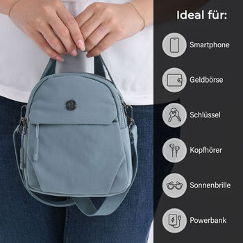 Nylon Crossbody Tasche in Blau mit Rei&szlig;verschluss