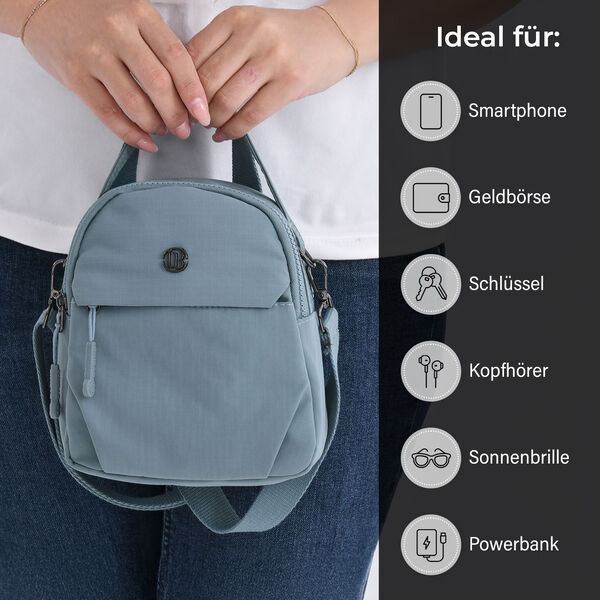 Nylon Crossbody Tasche in Blau mit Reißverschluss image number 4