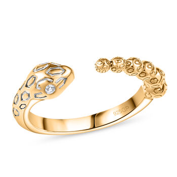 GP Trifono Kollektion- Schlangen Diamantakzenten und Kanchanaburi blauer Saphir zweifarbiger Ring