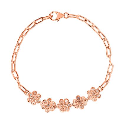 Natürliches, ungeschliffenes rosa Diamant-Armband, 19 cm