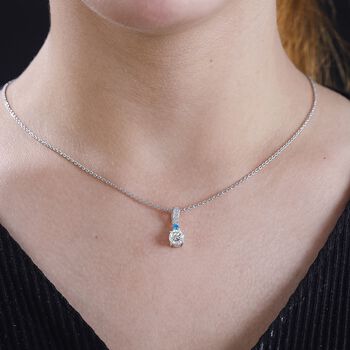 Moissanit, Neon Apatit Anh&auml;nger mit Kette, 925 Silber rhodiniert ca. 1.08 ct