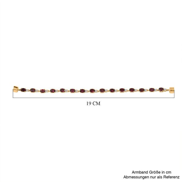 D'Joy Rhodolith Granat, Weißer Zirkon Armband ca. 18 cm 925 Silber 750 Gelbgold Vermeil ca. 10.46 ct image number 4
