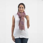 Premium Kollektion - gewebter Schal, Natur Seide und Wolle, Jamawar Design, 70x200 cm, Lavendel