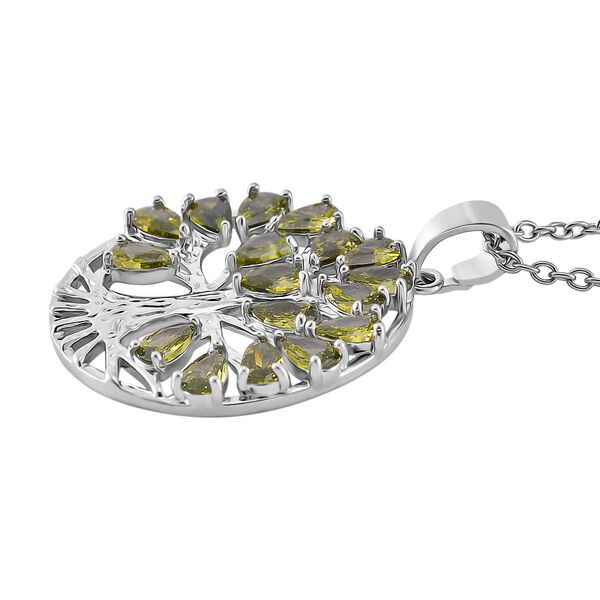 Grüne Zirkonia Halskette, ca. 50 cm, Silberton image number 3