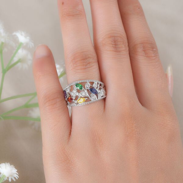 Mehrfarbiger Zirkonia,Wei&szlig;er Zirkonia Ring, Messing (Gr&ouml;&szlig;e 17.00) image number 2