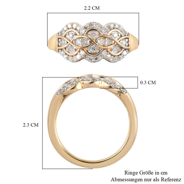 Diamant-Ring, 925 Silber Gelbgold Vermeil  ca. 0,33 ct image number 7
